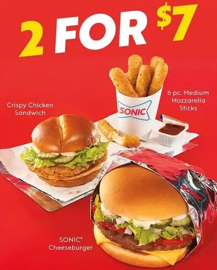 sonic 2 for 7 menu deal